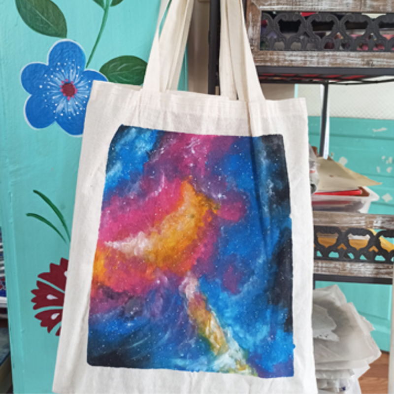 Tote Bag With Ebru Art